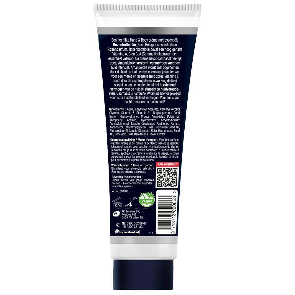 Lucovitaal Hand & body rozen wonder creme 100.00 Milliliter