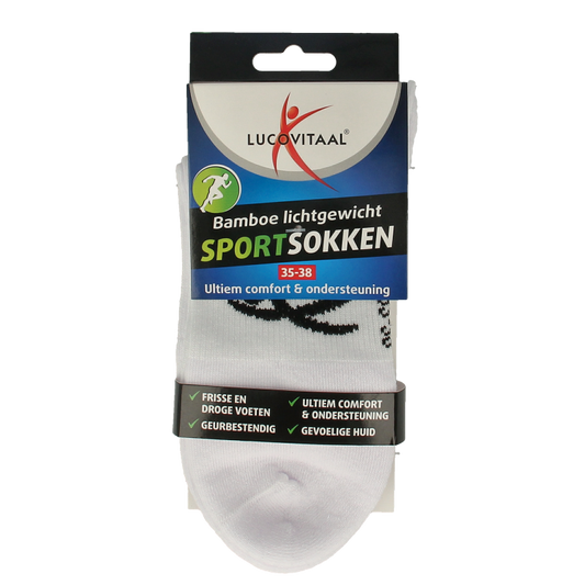 Lucovitaal Sportsok bamboe wit 35-38 1 Paar