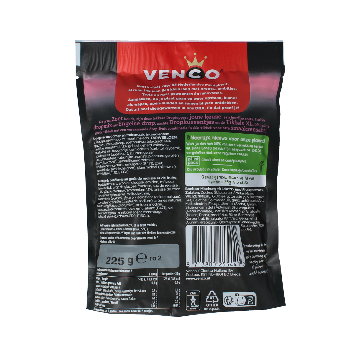 Venco Droptoppers fruitig 225.00 Gram