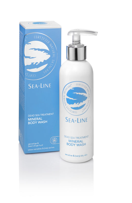 Sea-Line Mineral Body Wash in 200ml bottle, showing the product label and packaging for gentle cleansing and mineral benefits