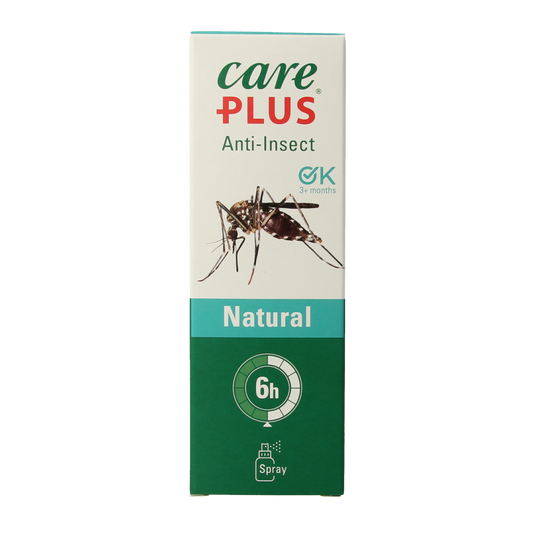 Care Plus natural insect repellent spray bottle, 100ml, designed to prevent bites and stings with natural ingredients.