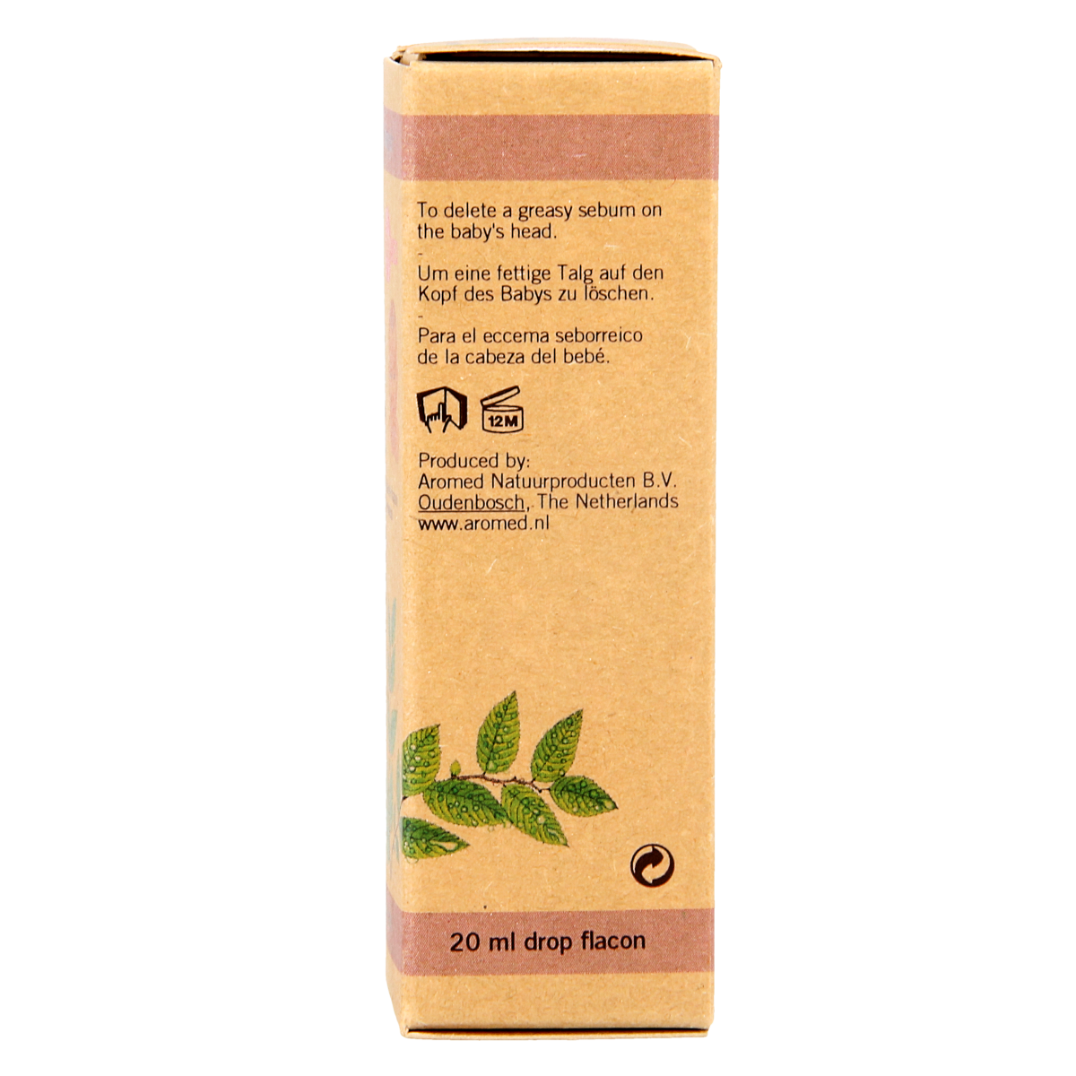 Aromed Baby Bergolie 20ml bottle, natural baby skincare oil for gentle skin care, displayed in a clear glass bottle with a white cap.