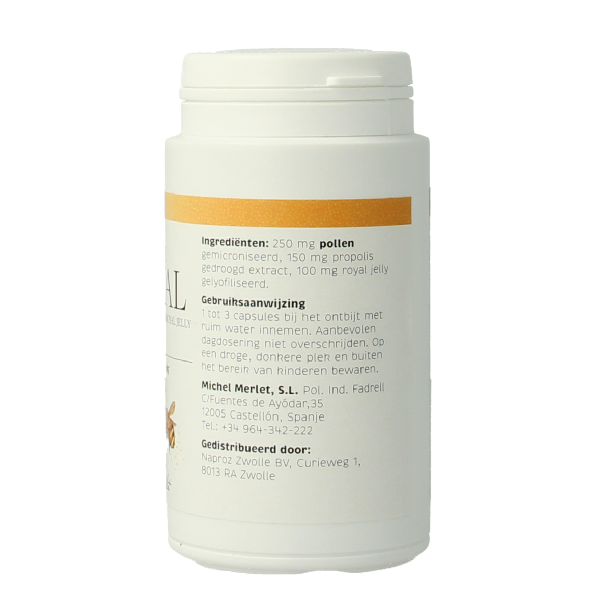 Michel Merlet Api Royal Bio capsules in a bottle, dietary supplement with 90 capsules, natural herbal product for health.