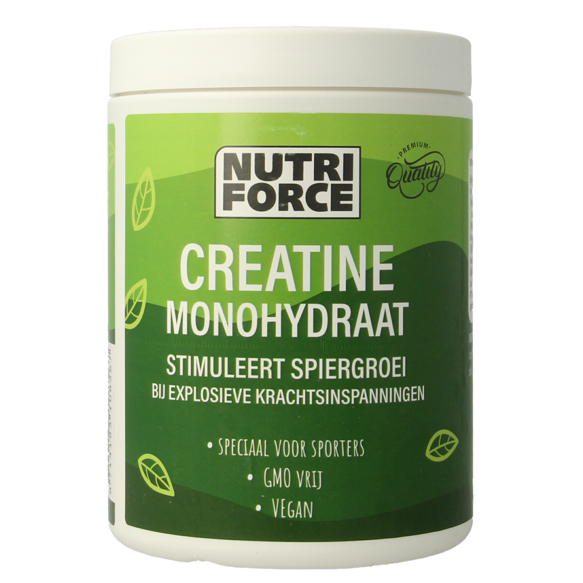 Nutriforce Creatine 500g container showing label with product details and branding for amino acid supplement.