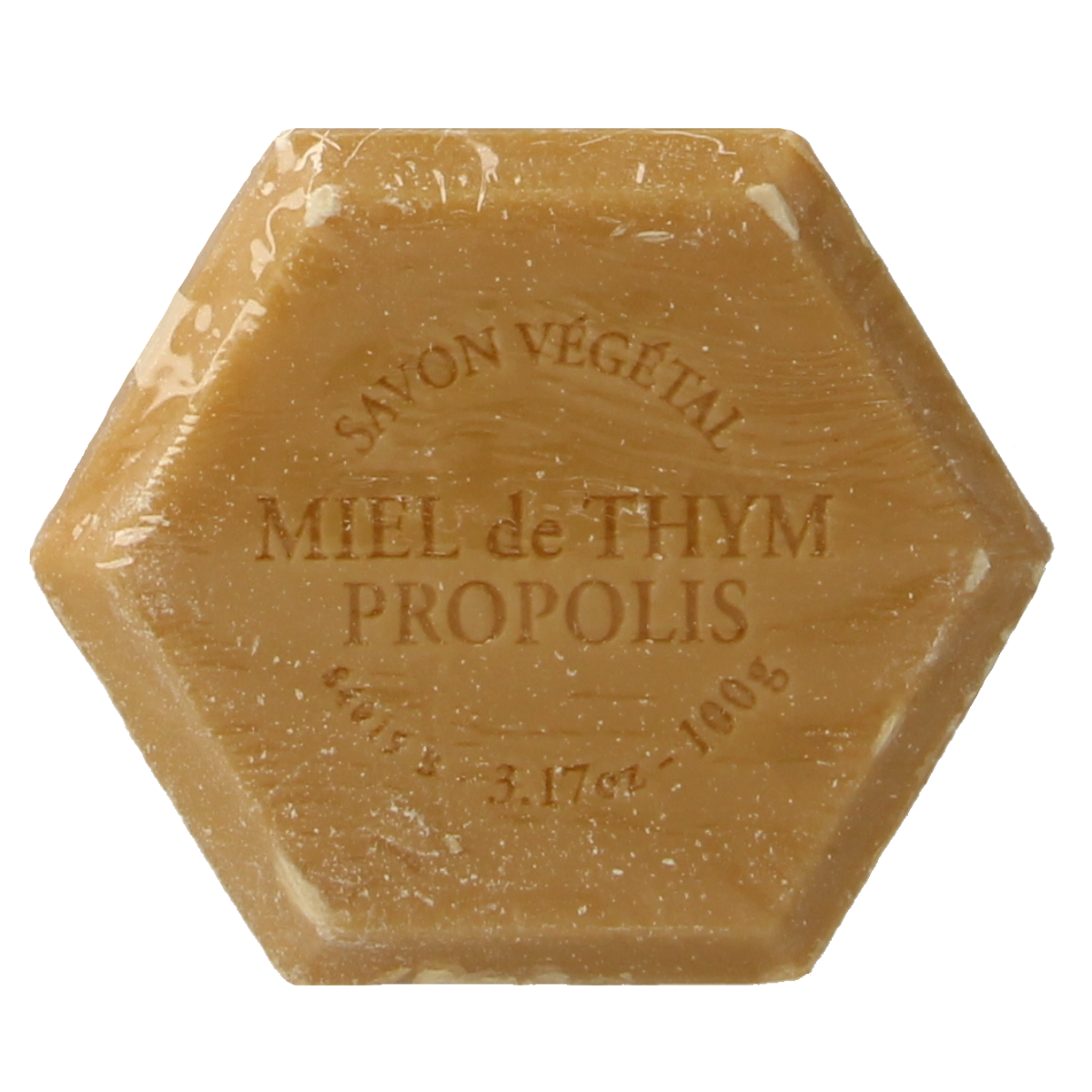 Michel Merlet honing propolis thyme soap bar, natural skincare product with herbal ingredients, displayed on a neutral background.