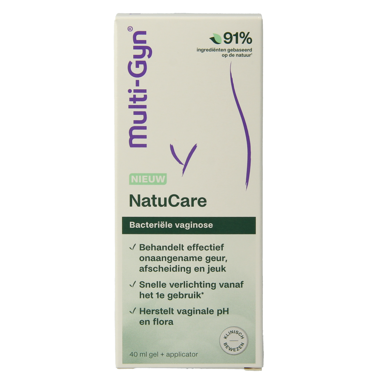 Multi GYN Natucare makeup product in a 40ml tube, featuring a sleek design and natural branding on the packaging.