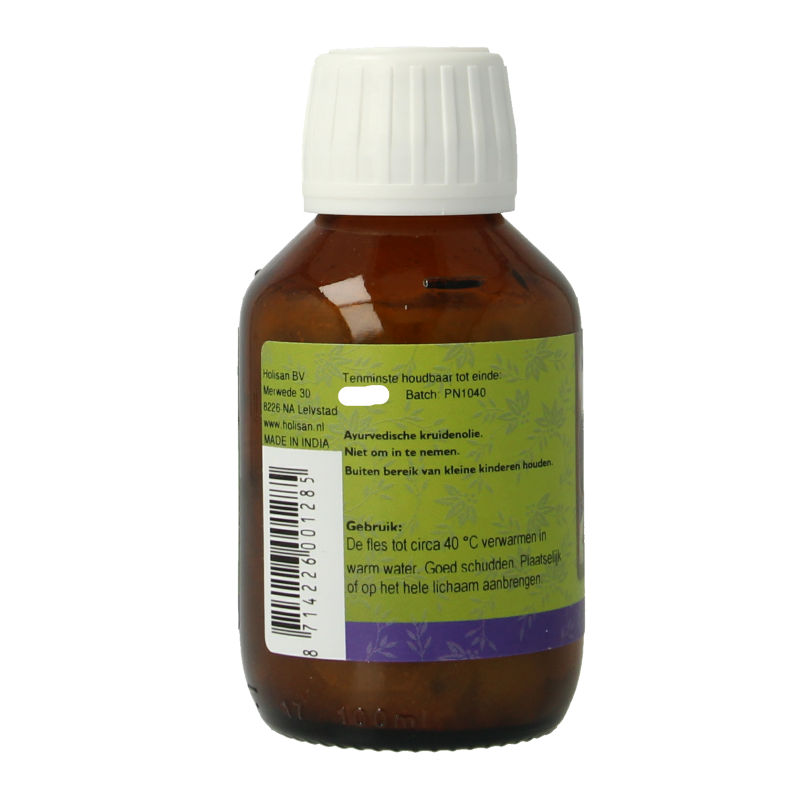 Holisan Murivenna Taila 100ml bottle for body care, featuring a clear label and traditional herbal oil for skin health.