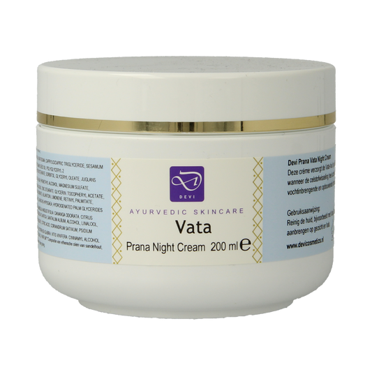 Holisan Vata night cream in 200ml jar, facial skincare product with a smooth, creamy texture and minimalist packaging.