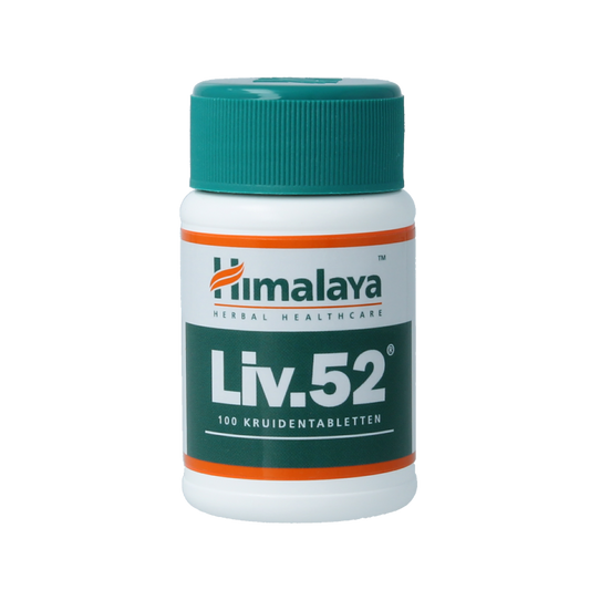 Holisan Liv 52 herbal supplement tablets in a bottle, dietary herbal remedy for liver health, 100 tablets in packaging.