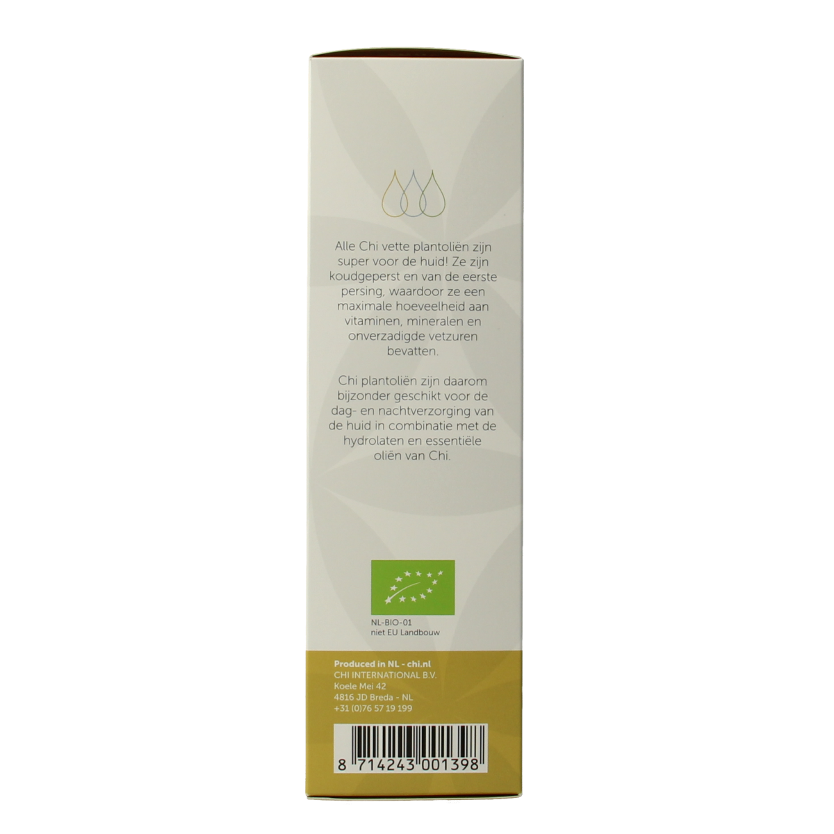 Natural Chi Macadamia olie eko 100ml facial skincare bottle showing the eco-friendly packaging and product label.