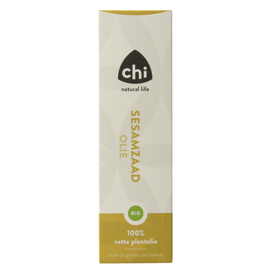 Chi bio sesamzaad olie in 100ml bottle, natural body care oil with sesame seeds for nourishing skin.