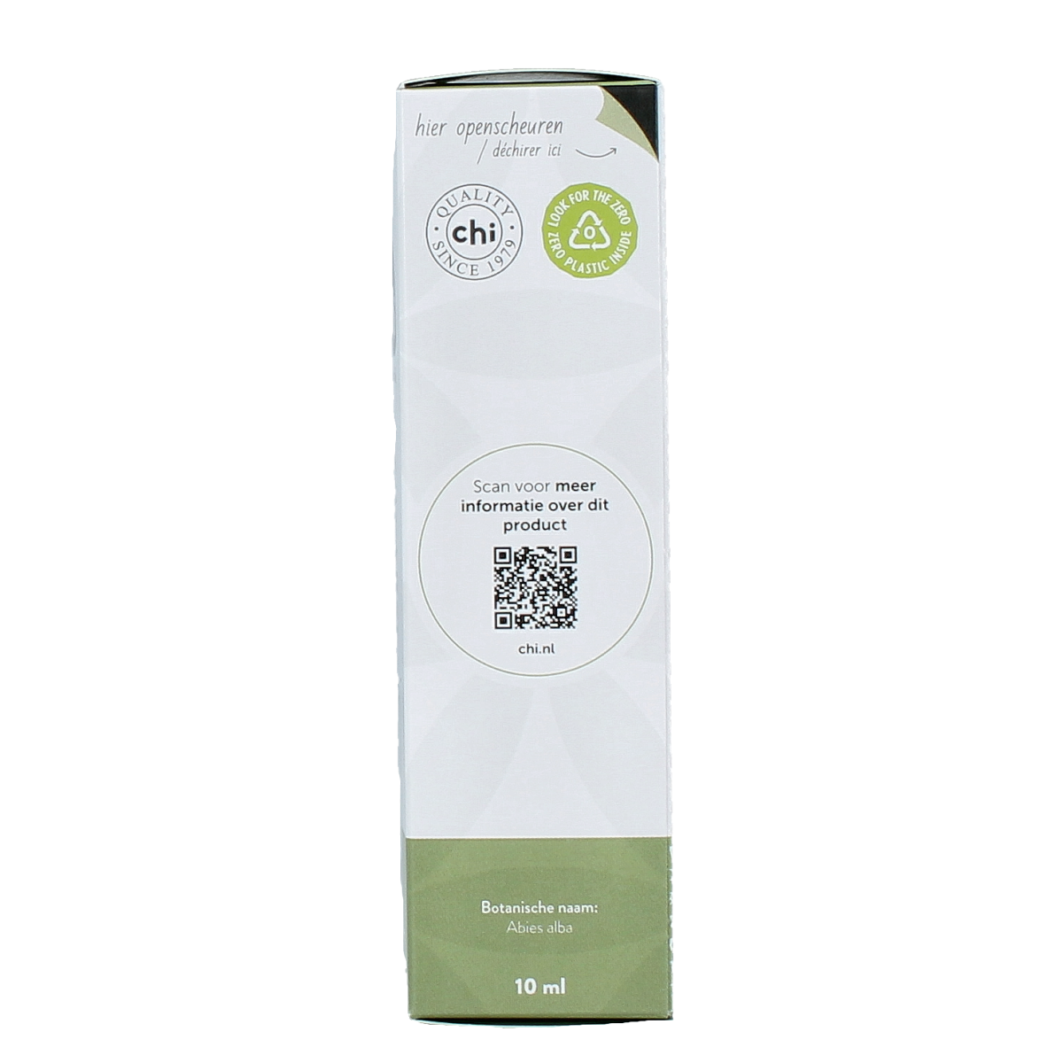 Chi Zilverspar bio essential oil in 10ml bottle, natural aromatic oil for wellness and aromatherapy.
