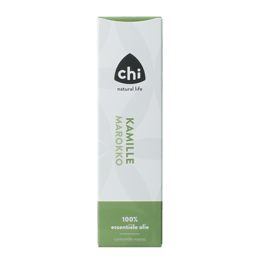 Chi Kamille Marokko wild essential oil in a 2.50ml bottle, featuring natural amber-colored liquid and a black cap.