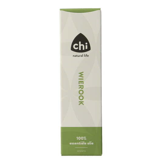 Chi Wierook wild essential oil in 10ml bottle, natural aromatic etherische olie from Chi brand with amber-colored liquid.