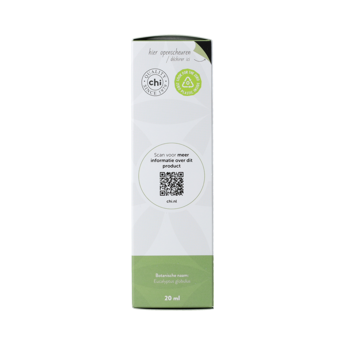 Chi Eucalyptus Wild essential oil in a 20ml bottle, featuring clear label and amber glass container for aromatic use.