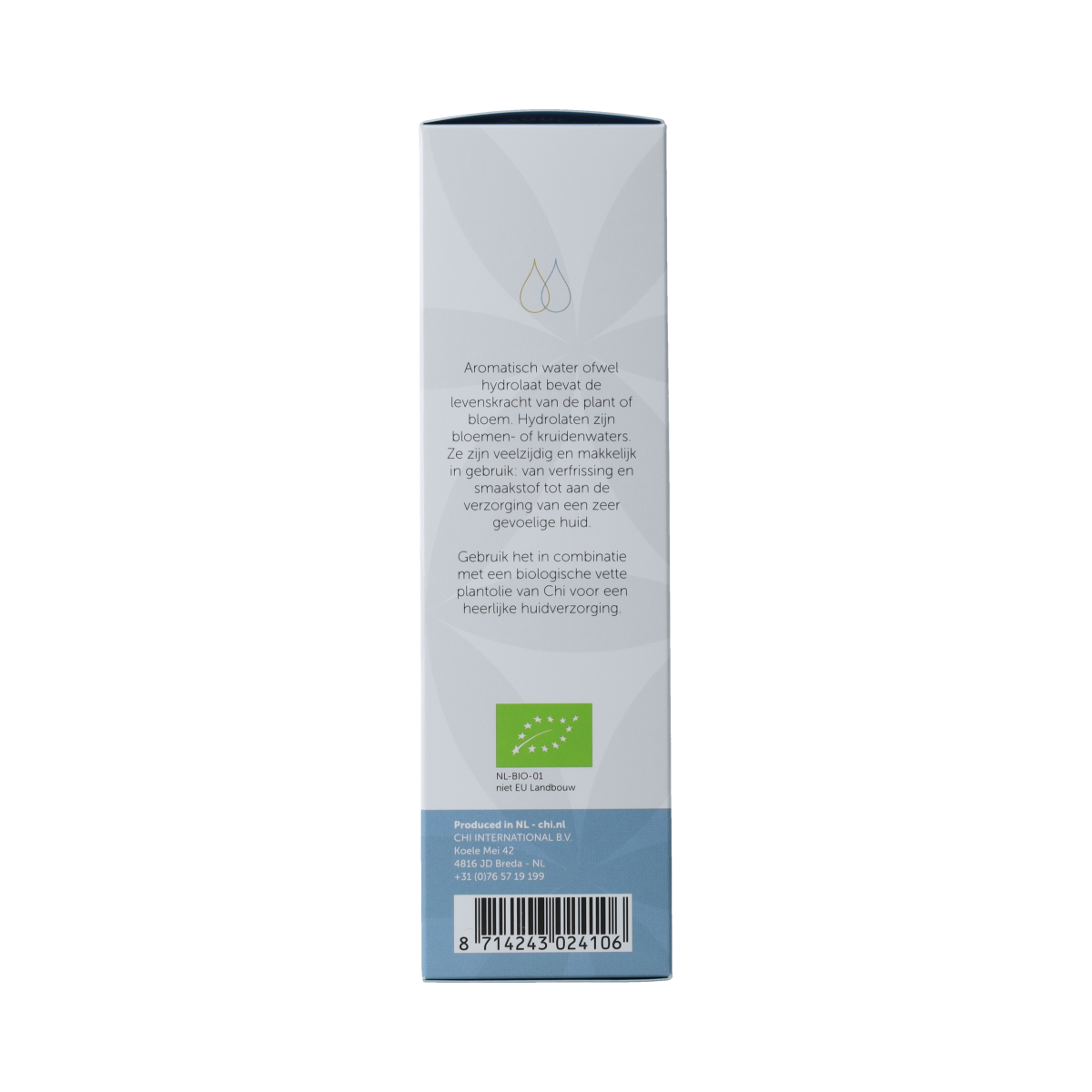 Chi Hamamelis hydrolaat bio 150ml bottle, natural facial toner with botanical extract, in clear spray bottle.