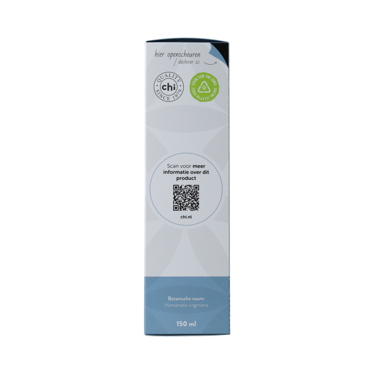 Chi Hamamelis hydrolat bio 150ml, organic facial toner with natural witch hazel extract, in a clear spray bottle.