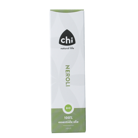 Chi Neroli bio essential oil bottle, 2.50ml, natural aromatherapy oil from Chi brand with vibrant label and transparent glass container