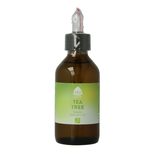 Chi Eerste Hulp Voetroller and pipet in a 100ml bottle, used for foot care, featuring a sleek design with a pipette for precise application.