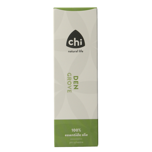 Chi Den Grove Wild essential oil bottle, 50ml, featuring a dark amber container with a white label and black cap.