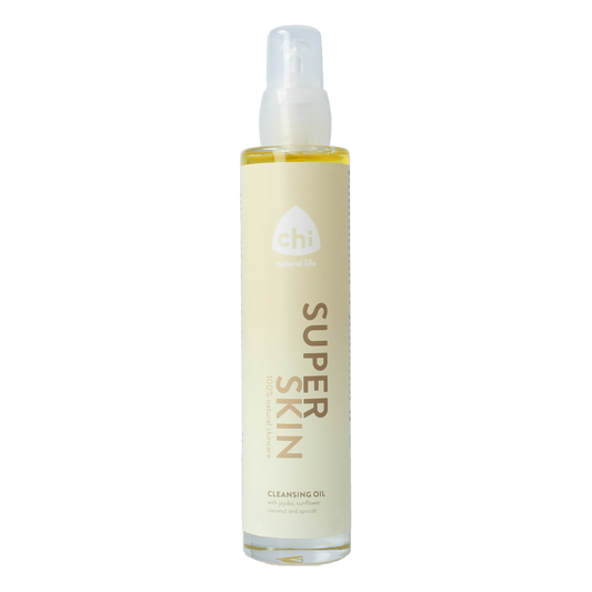 Chi Superskin cleansing oil in 100ml bottle, natural body care product by Chi for gentle skin cleansing and nourishment.