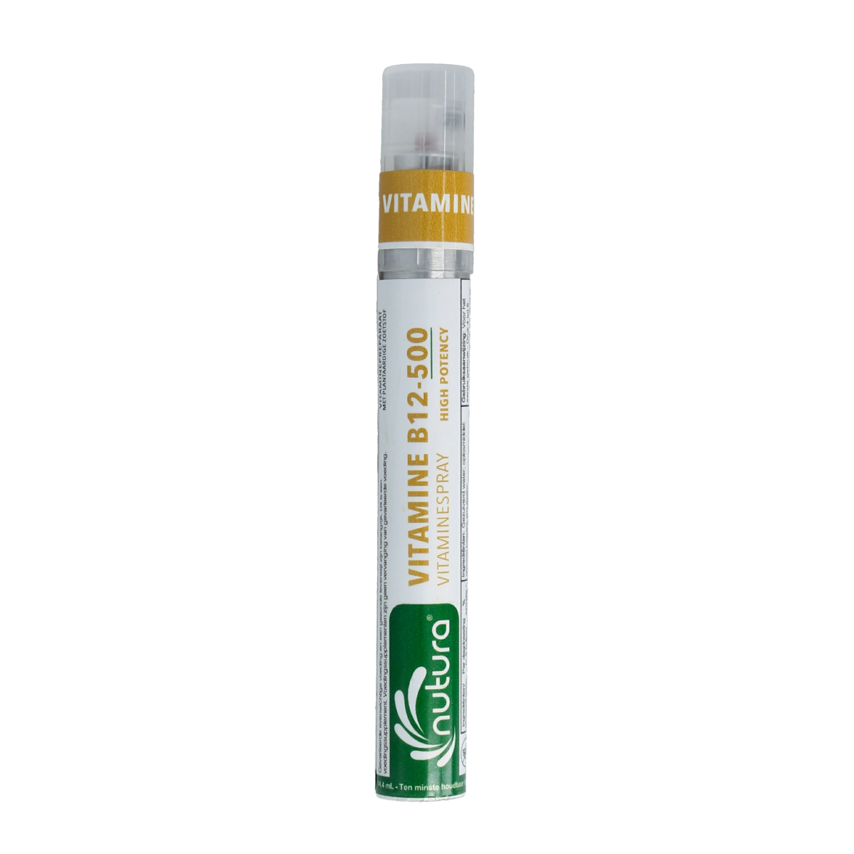 Nutura Vitaminesprays B12 vitamin spray in a 14.4 ml bottle, designed for quick vitamin B12 intake.