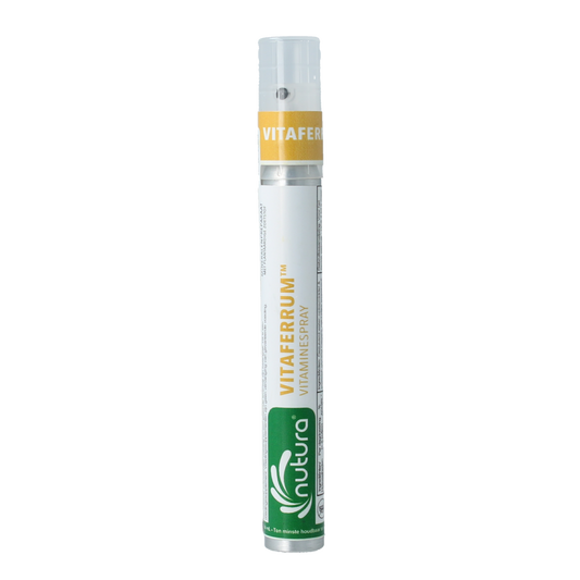 Nutura Vitaminesprays VitaFerrum vitamin spray bottle, 14.4ml, dietary supplement and herbal preparation for iron support.