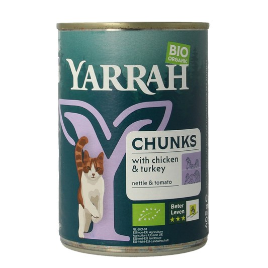 Yarrah Kat kip kalkoen in saus bio 405.00 Gram