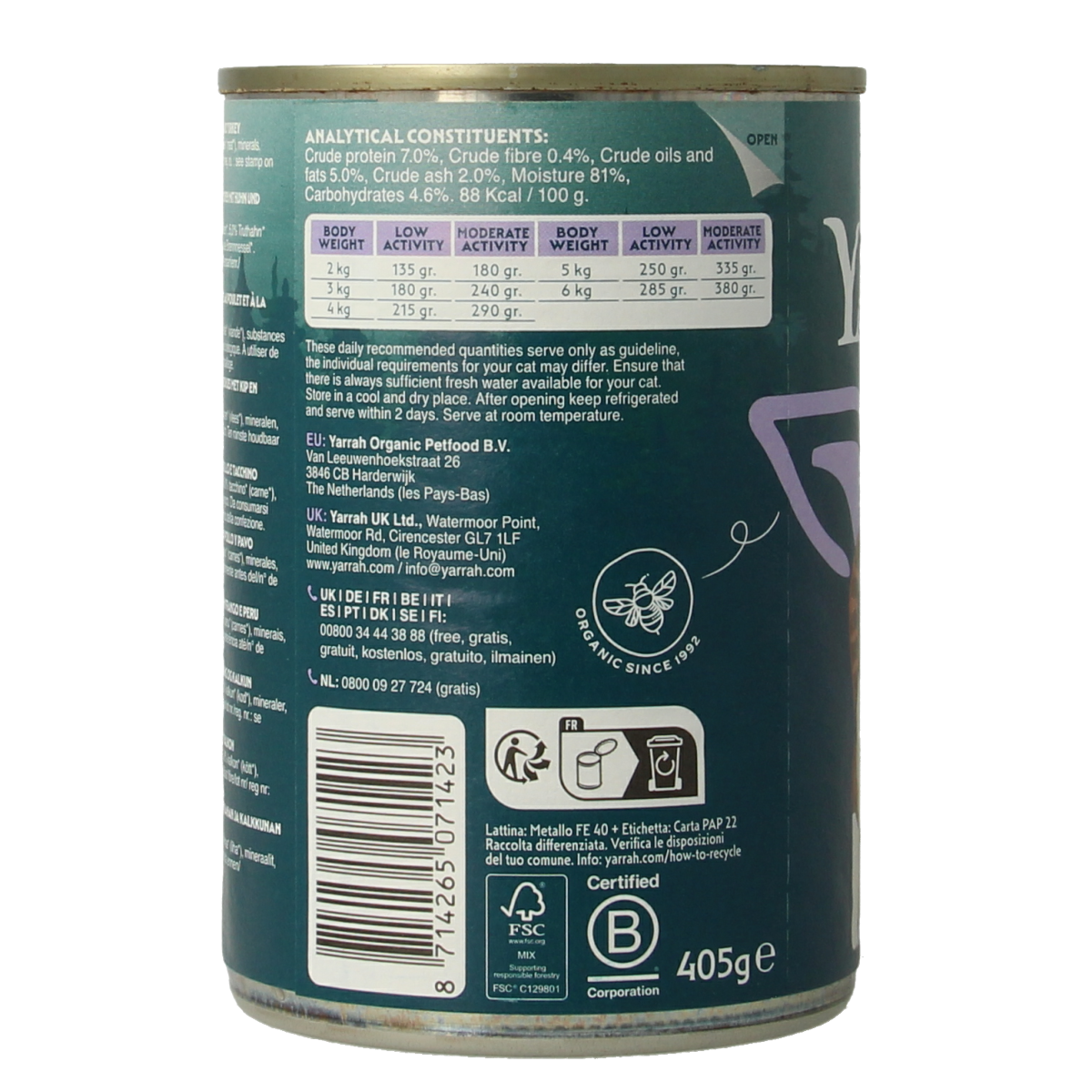 Yarrah Kat kip kalkoen in saus bio 405.00 Gram