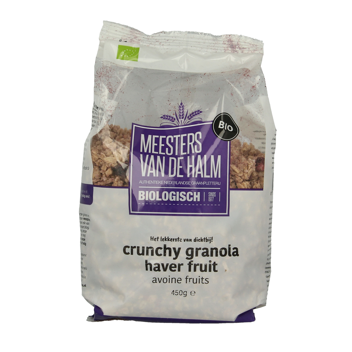 De Halm Crunchy granola haver fruit bio 450.00 Gram