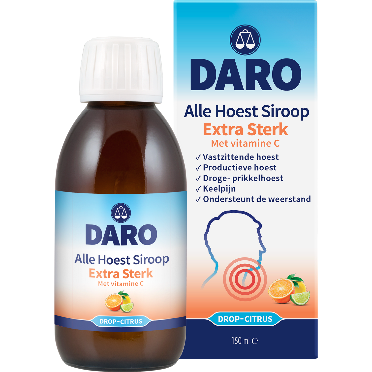 Daro Alle hoest siroop extra sterk met vitamine C 150 Milliliter