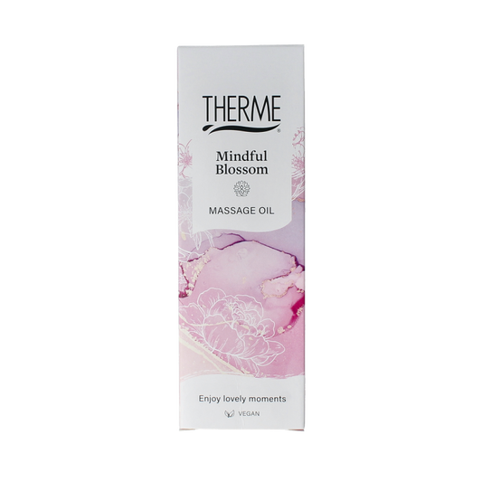 Therme Mindfull blossom massage oil in 125ml bottle, natural body care product with floral scent, suitable for relaxing massages.