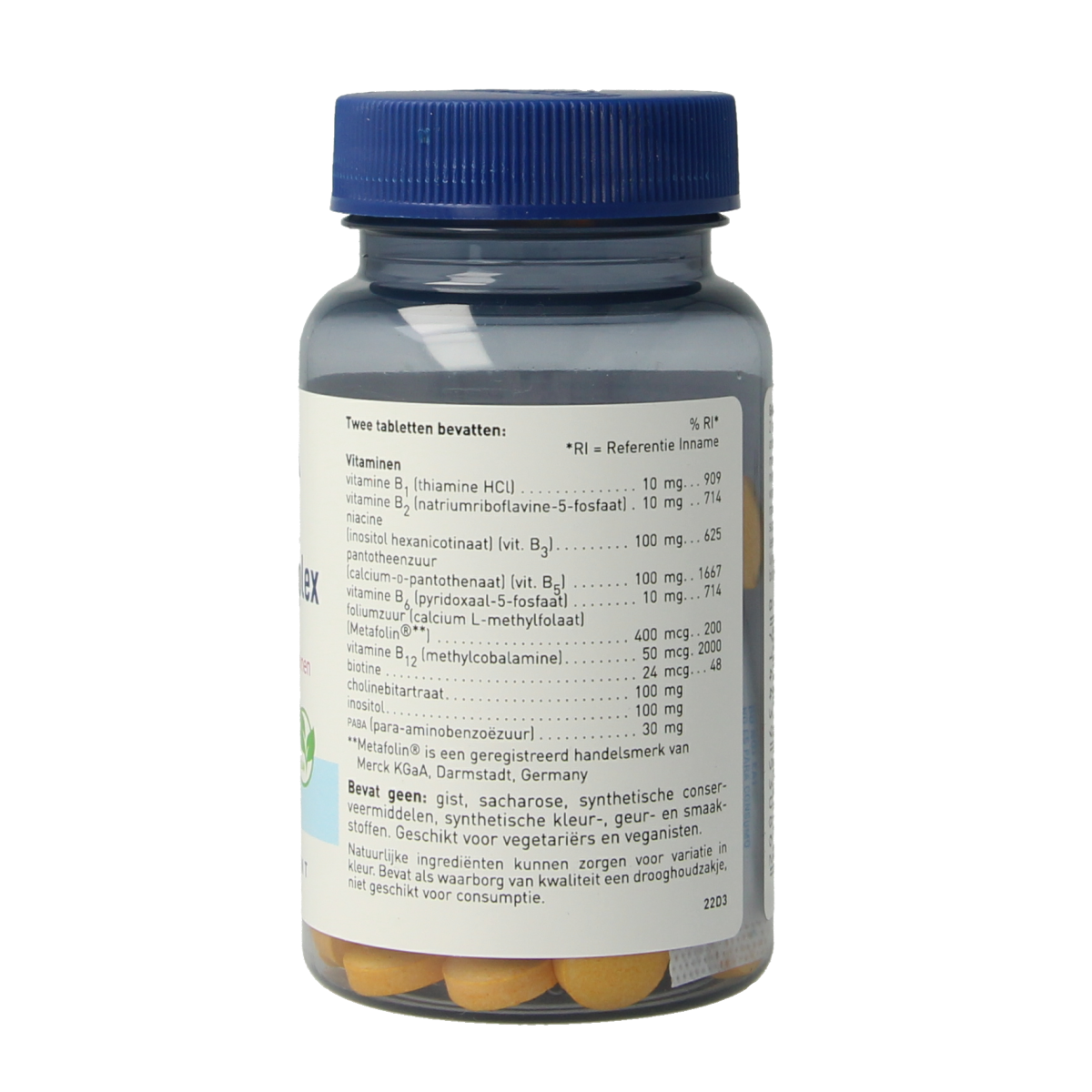 Orthica Co-enzym B complex vitamin tablets in a blister pack, dietary supplement for energy and nerve health.