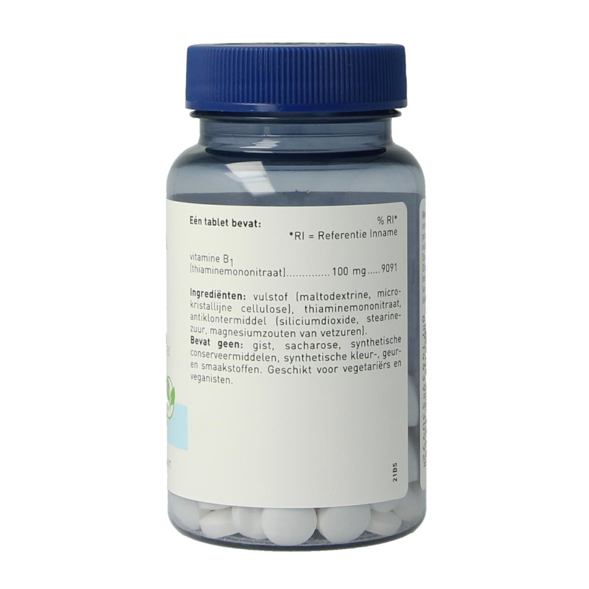 Orthica Vitamin B1 100mg tablets, 90 count, showing a blister pack of vitamin B1 supplements in silver and blue packaging.