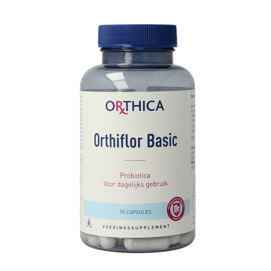 Orthica Orthiflor Basic 90 capsules containing micro-organisms for digestive health and probiotic support.