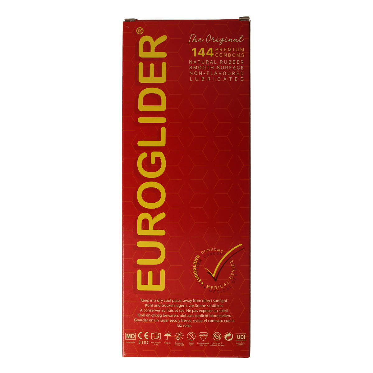 Euroglider condoms pack of 144, featuring discreet packaging and smooth, lubricated latex condoms for reliable protection.