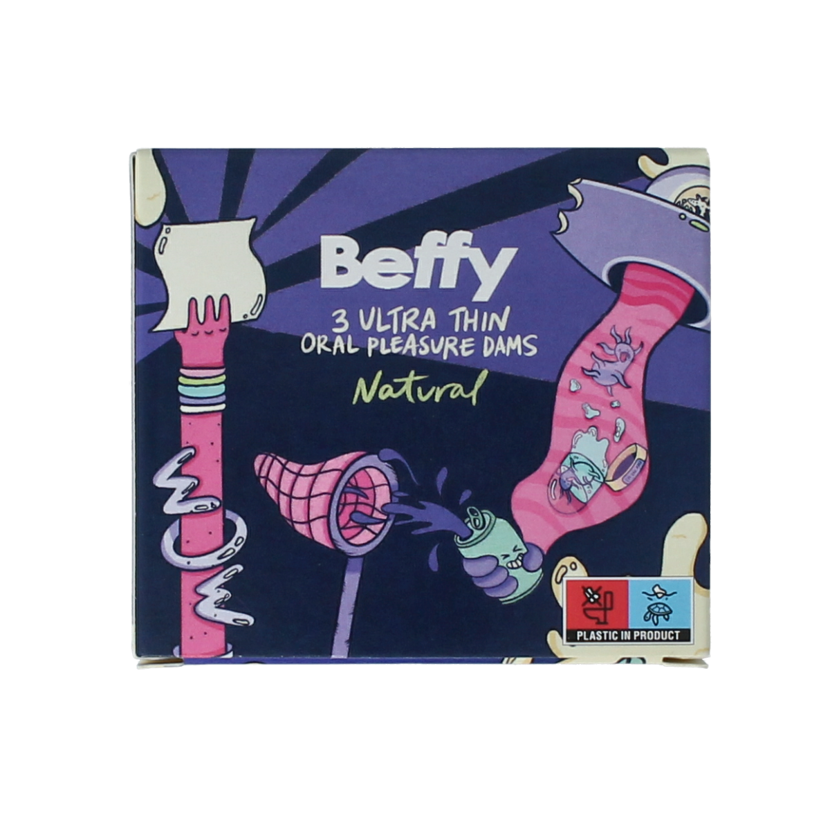 Beffy Befflapjes aroma neutraal, 3-pack of neutral-scented erotic aroma beads, displayed in clear packaging.