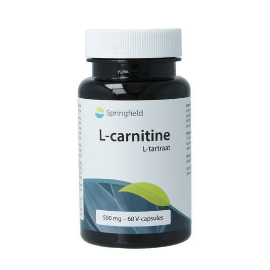 Springfield L-Carnitine 60 vegetarian capsules, amino acids supplement in a white bottle with green label.
