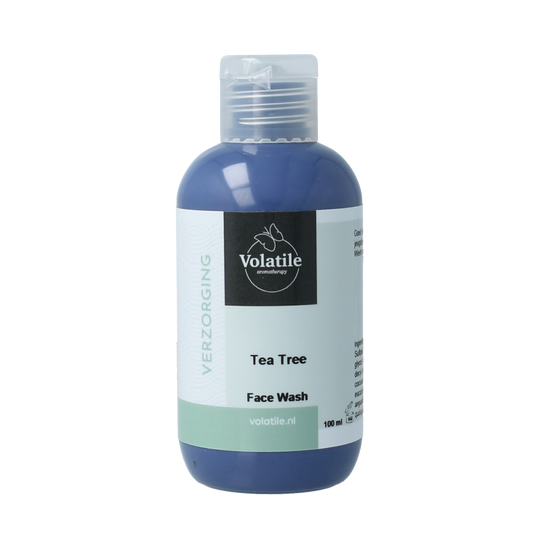 Volatile Tea Tree Face Wash 100ml bottle with label, natural skincare product for cleansing and refreshing the skin.