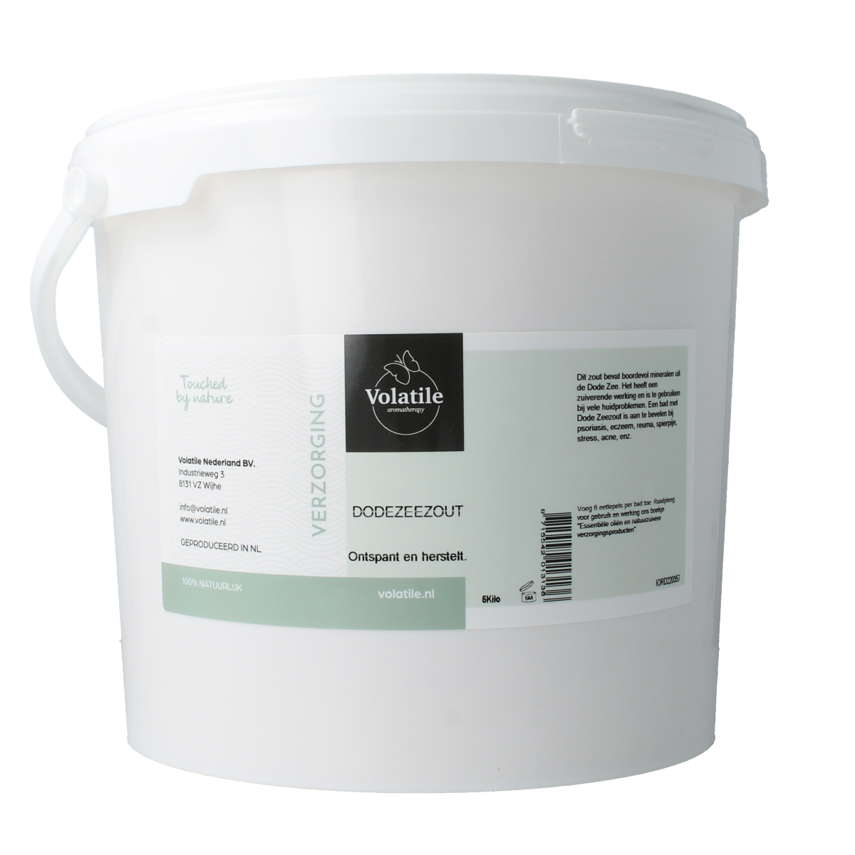 Volatile Dode Zeezout 5kg, natural bath and shower salt with coarse grains, ideal for relaxing baths and skin exfoliation.