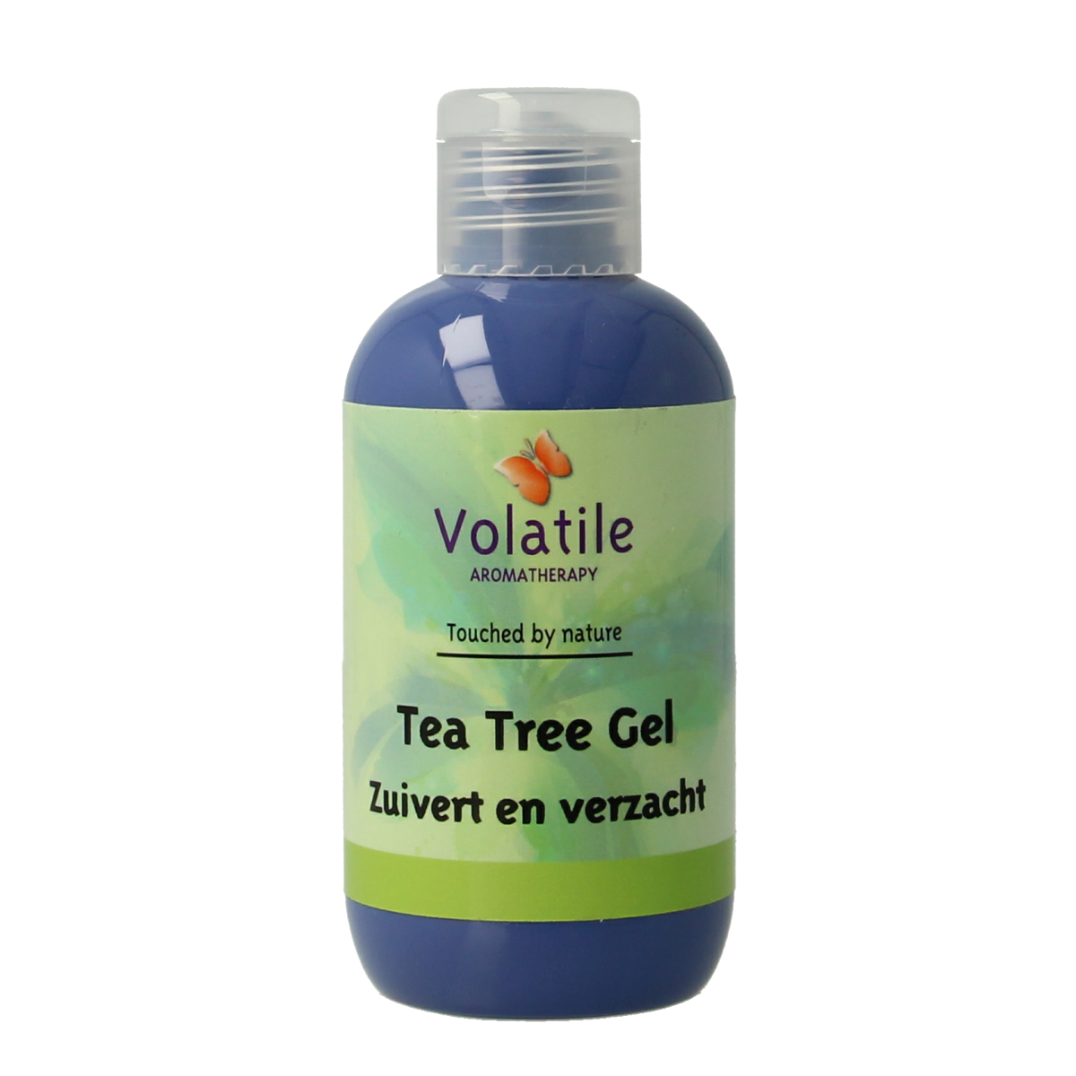 Volatile Tea Tree Gel 100ml, body care product with clear gel containing tea tree oil, branded Volatile for skin soothing.