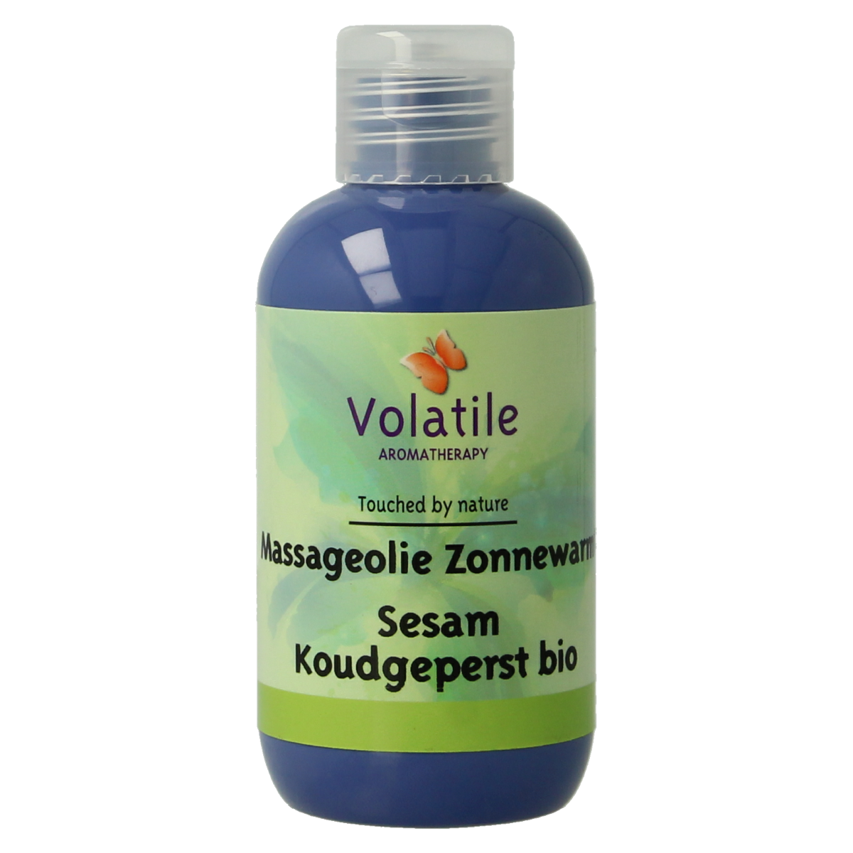 Volatile sesam massage oil in a 100ml bottle, used for body care and relaxation, with a warm, soothing appearance.