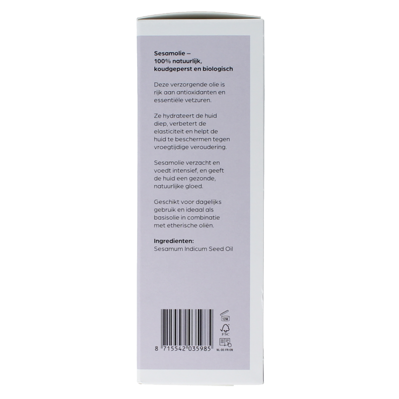 Volatile Sesam koudgeperst bio basisolie in glazen fles, 100ml, voor lichaamsverzorging, natuurlijke bio sesamolie.