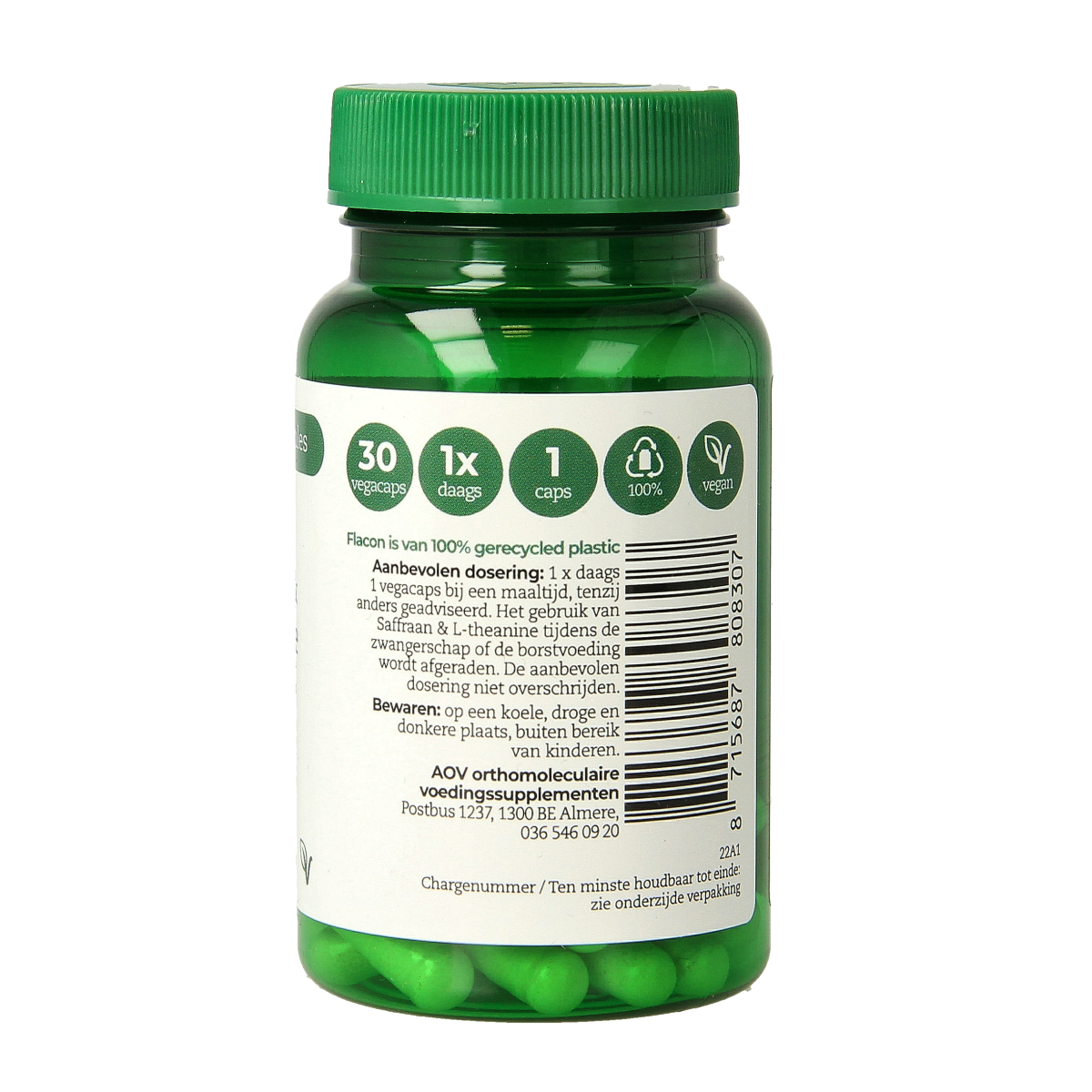 AOV 830 Saffraan & L-Theanine 30.00 Vegetarische capsules