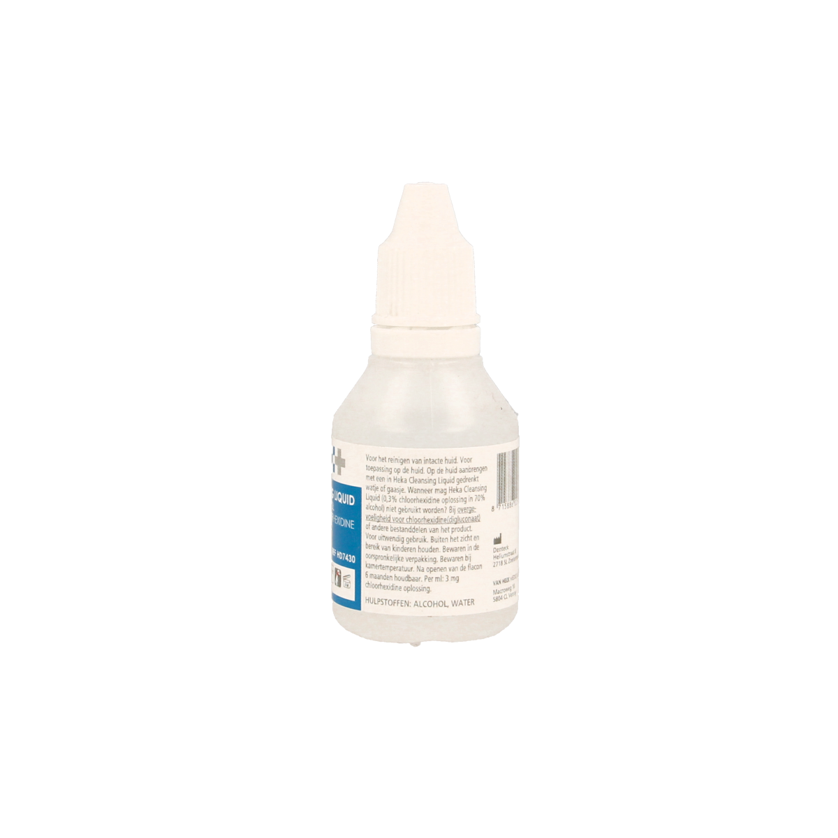 Heka disinfectant cleansing liquid 30ml bottle with clear liquid, designed for sanitation and hygiene.