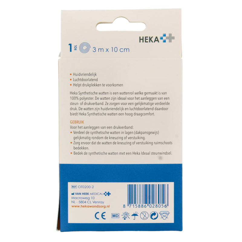 Heka Synthetische watten 3m x 10cm 1 Stuks