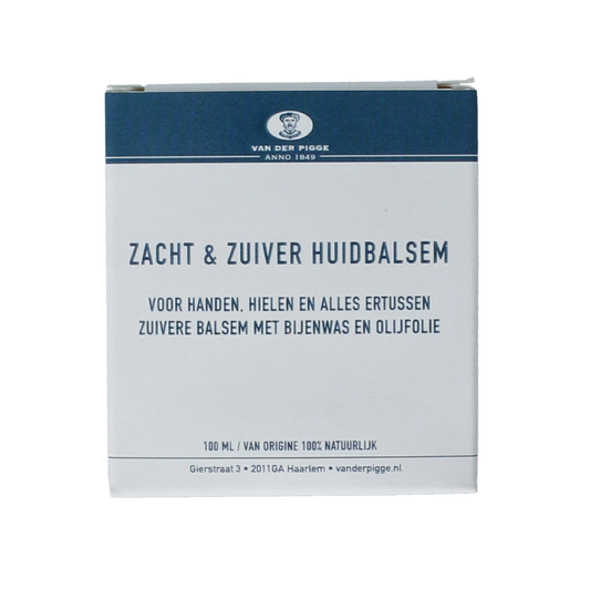 Van der Pigge Zacht & Zuiver Huidbalsem in 100ml jar, creamy body care product for smooth, healthy skin