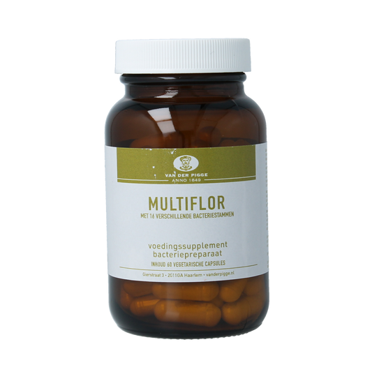 van der Pigge Multiflor 60 capsules of micro-organisms, natural supplement with green capsules, designed to support gut health