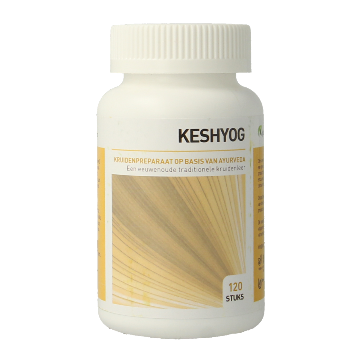 Ayurveda Health Keshyog herbal tablets in a bottle, natural herbal supplement for hair health, Kruidenpreparaten product.