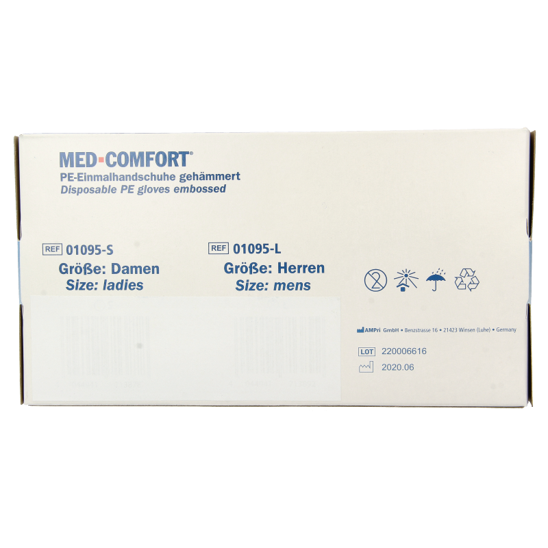 Med Comfort Handschoen PE geruwd blauw 100 Stuks
